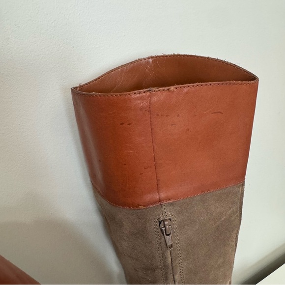 Ralph Lauren Chestnut and Taupe Riding Boots Suede Leather Wrap Hardware Riding - Picture 3 of 8